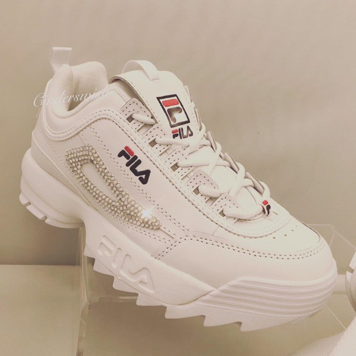 Swarovski Fila Disruptor / Bling Fila / White Fila / Sparkly | Etsy