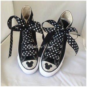 Black Minnie Mouse converse / Disney Converse / polka dot
