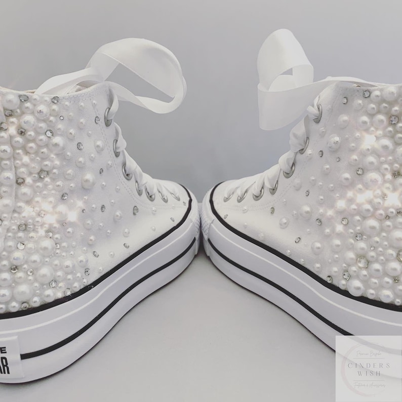 Childrens Youth High Top Pearl Platform Converse / Wedding Etsy