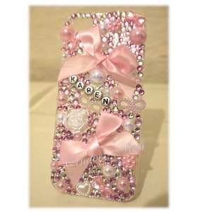 Pink phone case / pearls phone case / bows phone case / name phone case / personalised phone case / pretty phone case