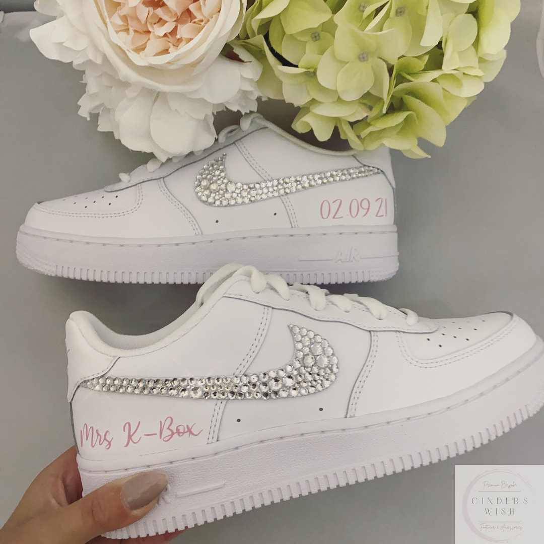 Custom Swarovski Nike Airforce 1 With Married Name-any Colour/ - Etsy