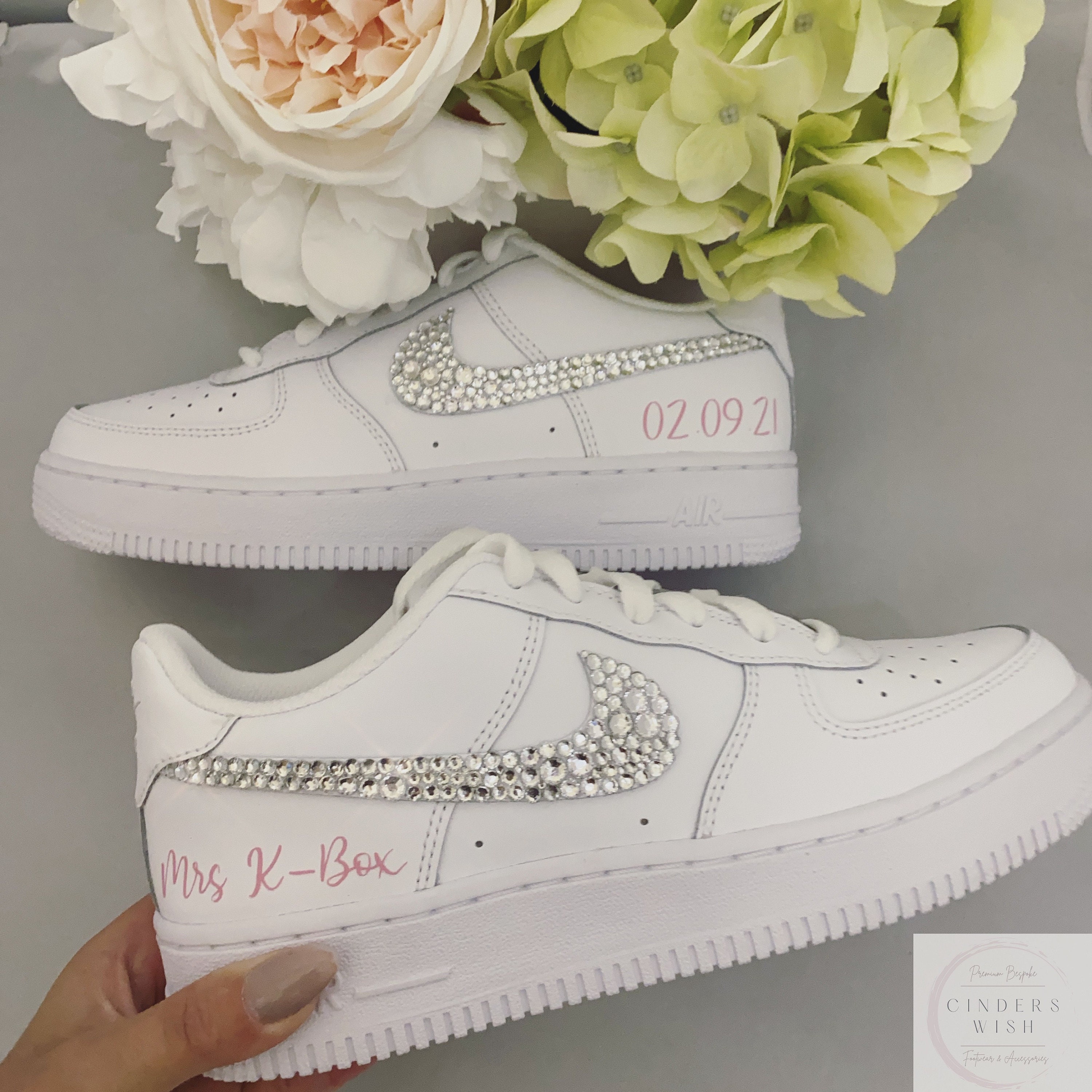 Custom Swarovski Nike AirForce 1 with married name-any colour/ - Etsy 日本