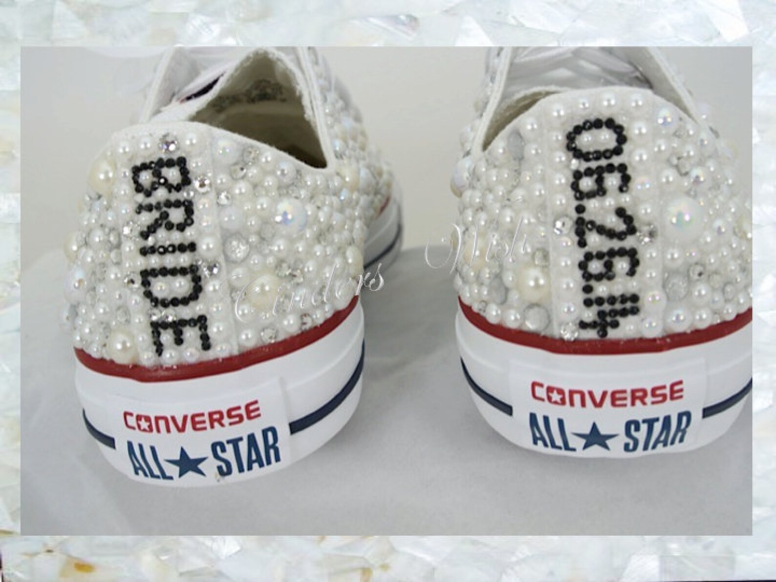 dainty luxury pearl sparklers / all over converse / bridal converse / wedding converse / pearl converse / ballet converse/