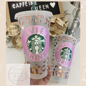 Personalized Rose Gold Leopard Print Starbucks Reusable Cup