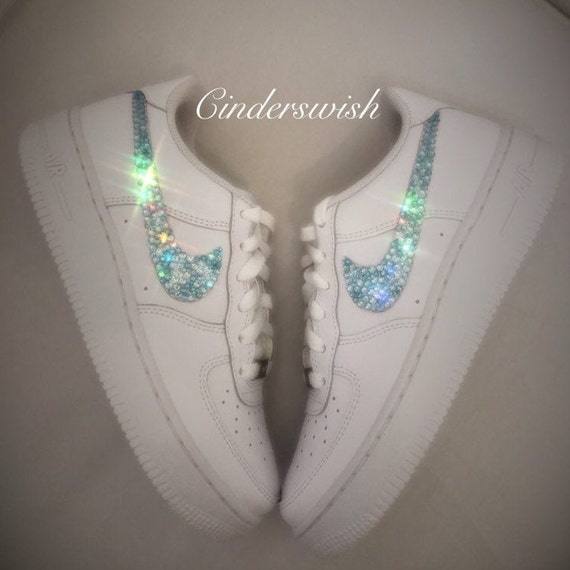 Adult Size Swarovski Nike Air Force Ones With Any Colour Tick Bling Nikes Baby Blue Nikes Sparkly Nikes Bling Sneakers Etsy UK
