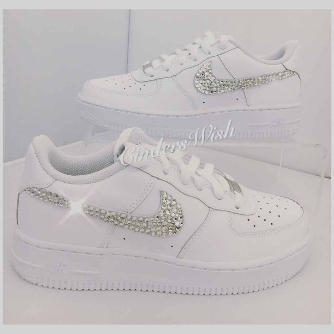 Adult Size Swarovski Custom Nike Air Force Ones in Pure White
