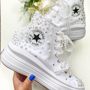 Bridal Pearl Converse Platforms: Wedding High Top Chuck Taylor All Star Move