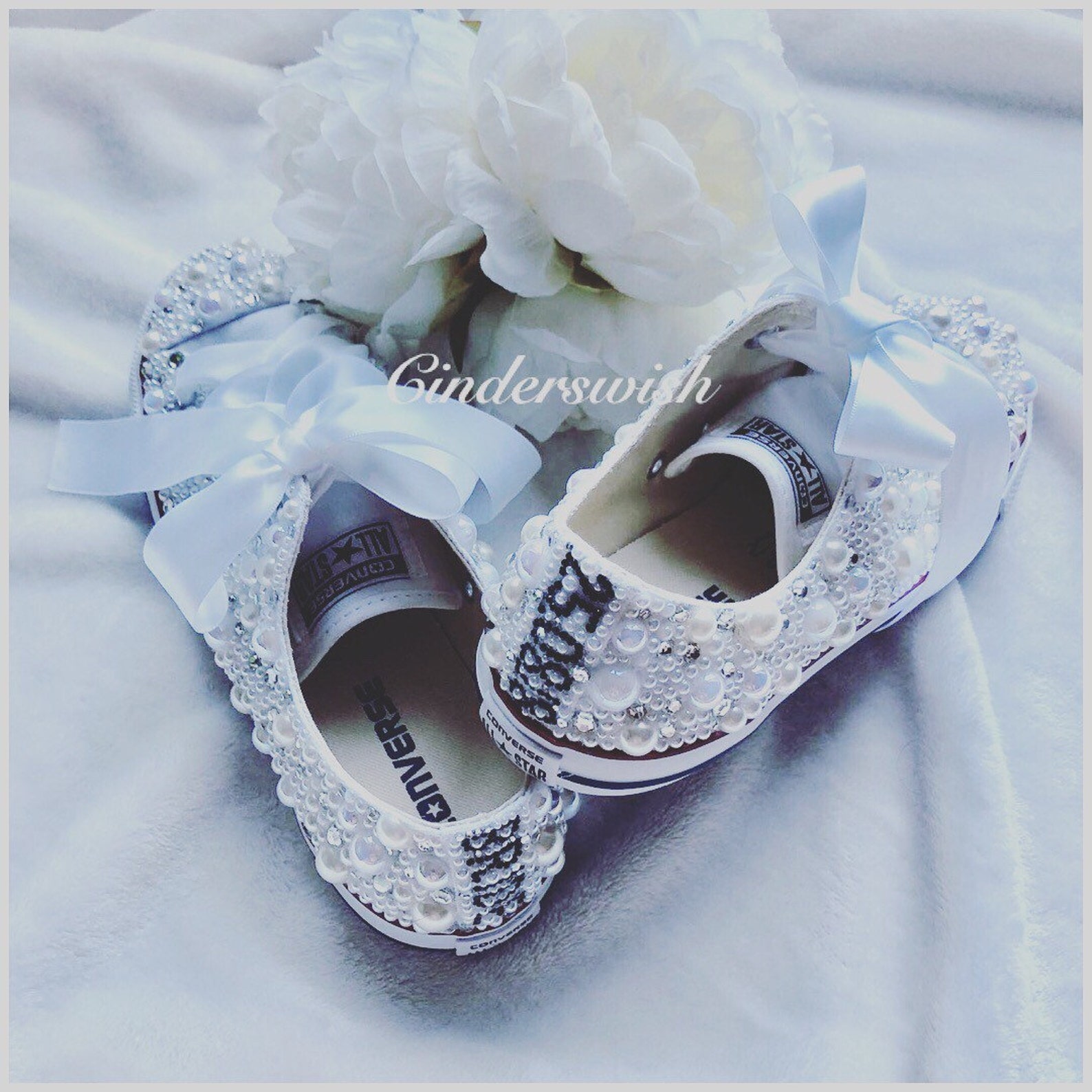 dainty luxury pearl sparklers / all over converse / bridal converse / wedding converse / pearl converse / ballet converse/