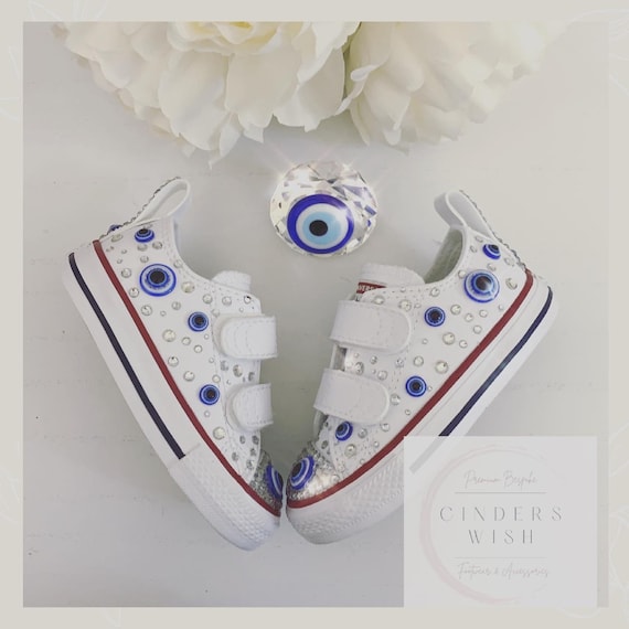 opzettelijk Bevestiging Likken White Childrens Nazar Swarovski Converse/ Baby Shower / Good - Etsy