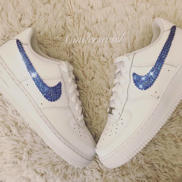 Adult size Swarovski Nike Air Force ones with any colour tick  / Bling Nikes / Sapphire Blue Nikes / Sparkly Nikes / Bling Sneakers