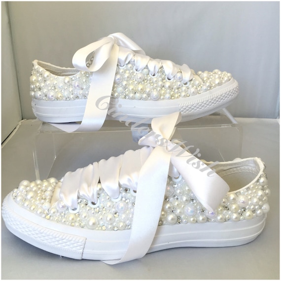 Luxury All White Wedding Converse Pearl Sparklers White All Over
