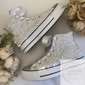 Pearl Platform Wedding Converse / All over pearl bridal converse / Flatform Bridal converse / Wedding converse / Premium converse / Bride