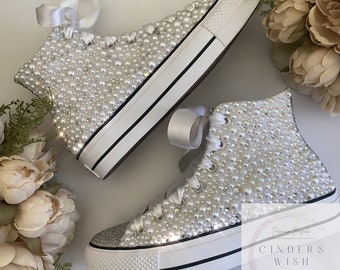 Pearl Platform Wedding Converse / All over pearl bridal converse / Flatform Bridal converse / Wedding converse / Premium converse / Bride