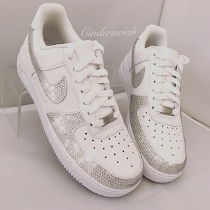 Swarovski Adult size Nike Air Force ones full front sparkled in pure White / Bling Nikes / White Nikes / Sparkly Nikes / Custom Nikes