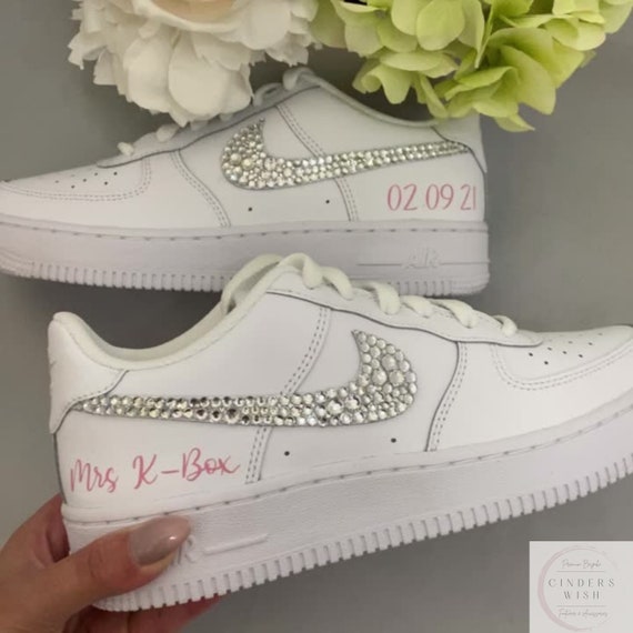 Wedding Custom Nike Airforce 1 With Married Name / Wedding Nikes / Custom  Nike Air Force 1 / Sparkly Nikes / Bride Trainers /bridal Nikes 