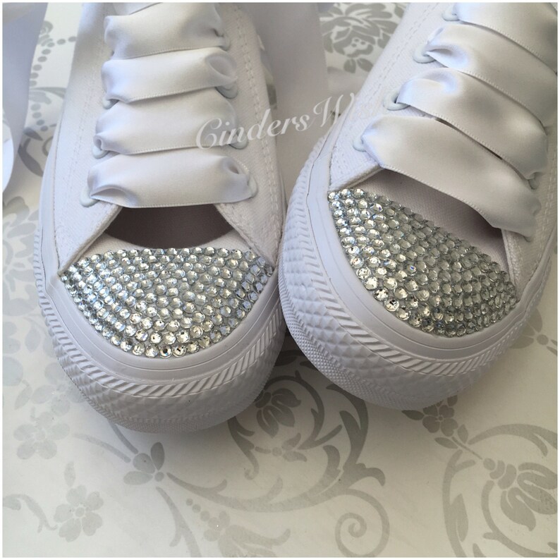 All White Swarovski Toe Converse / Mono Sparkle Converse / Etsy