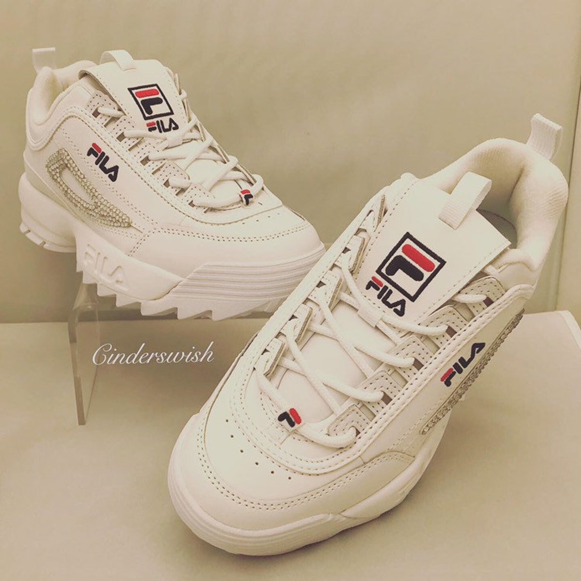 Swarovski Fila Disruptor / Bling Fila / White Fila / Sparkly | Etsy