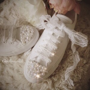 Boda conversa / zapatos de encaje / novias conversar / gama | Etsy España