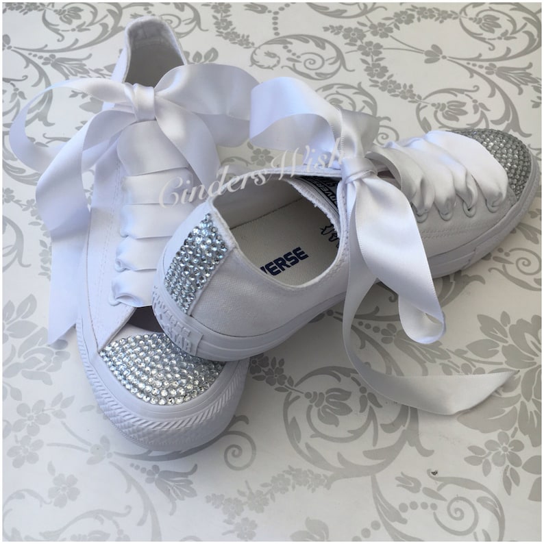 All White Swarovski Toe Converse / Mono Sparkle Converse / Etsy