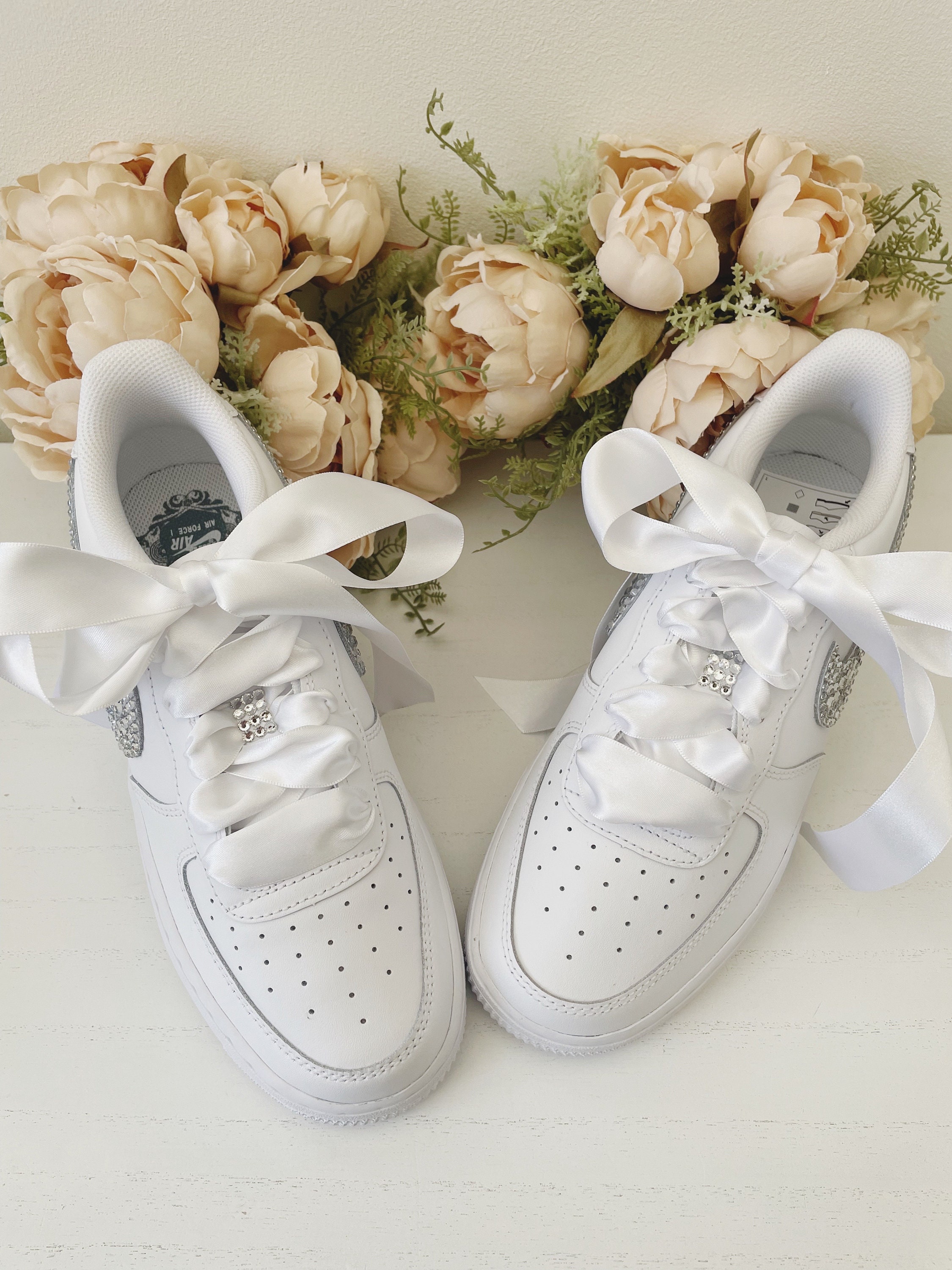 Wedding Nike Airforce 1 With Married Name & Satin Laces / Bling Loop ...