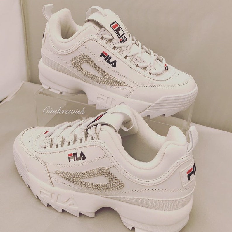 Swarovski Fila Disruptor / Bling Fila / White Fila / Sparkly | Etsy