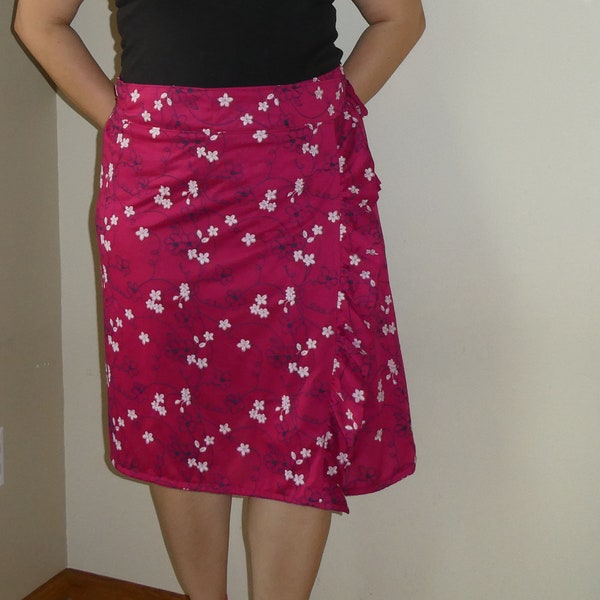 Safe Travels Specialty Apparel Wrap Skirt,  Hidden Pockets, Travel Skirt with Pockets, Ruffled Wrap Skirt, Midi Length Skirt Wanderlust