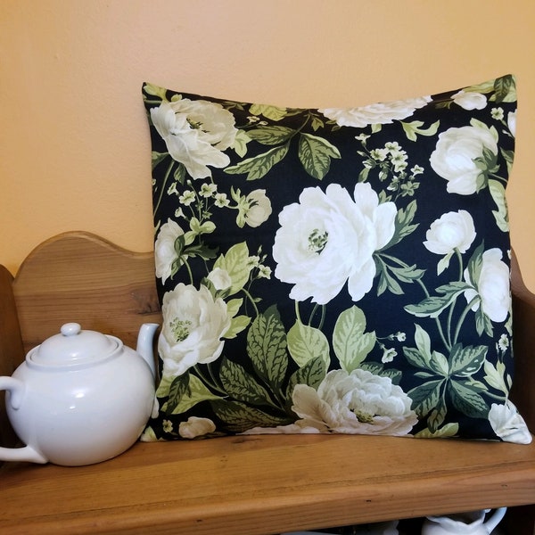 Black and White Floral Pillow Cover FREE US Shipping