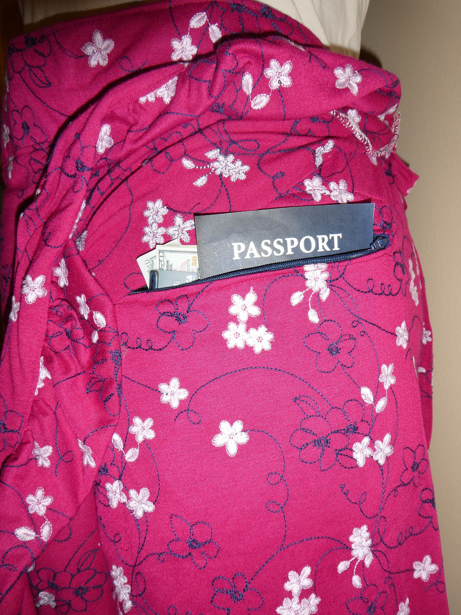 Safe Travels Specialty Apparel Wrap Skirt, Hidden Pockets, Travel Skirt