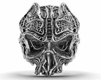 Gothic Skull Ring 3D Model Ready For Printing Jewelry Ring - GP9