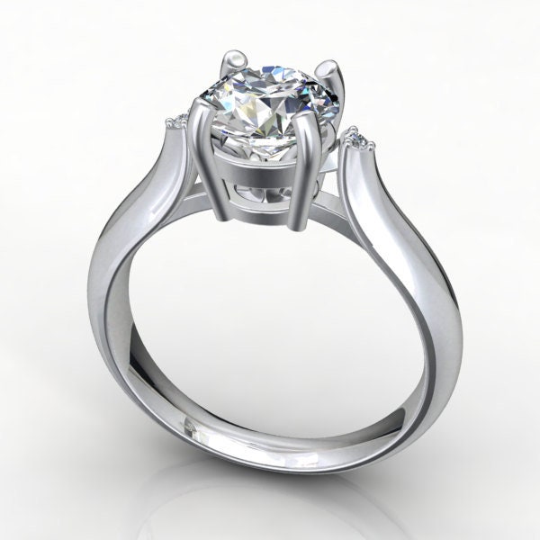Engagement Ring with 2 small side diamonds 3D CAD digital file - JT13