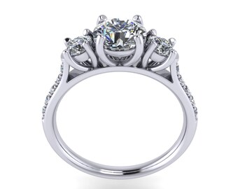 Triology Solitaire Ring with sides Diamonds -JT26