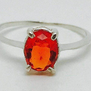 Natural Mexican Fire Opal Ring on Sterling Silver