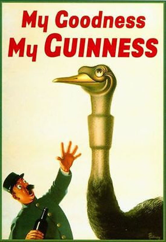 Vintage Guinness Advertisement Ostrich Poster A3//A2//A1 Print