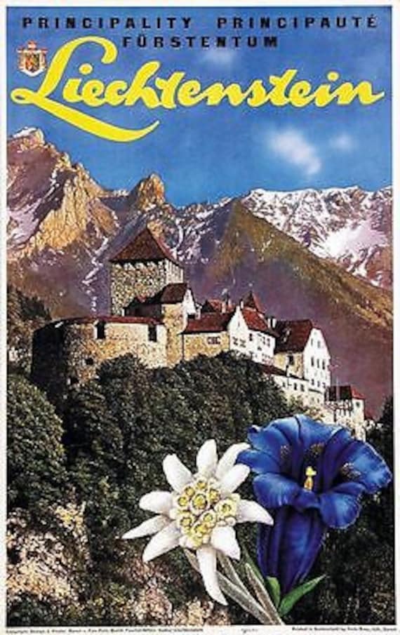 vintage liechtenstein tourism poster a3 print