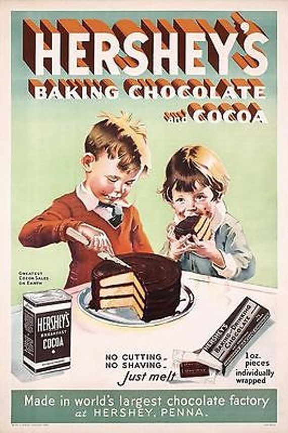 1950's Hersheys Chocolate Advertisement Poster A3 Print Etsy