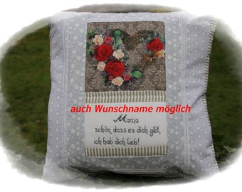 Gift for mom, grandma, great-grandma, aunt, girlfriend, it's nice that you exist, romantic pillowcase embroidered with saying and desired name