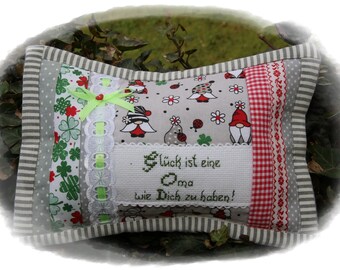 Lavender pillow, gift for grandma's birthday, happiness is to have a grandma like you, elf, relaxation pillow red green 26 x 18 cm