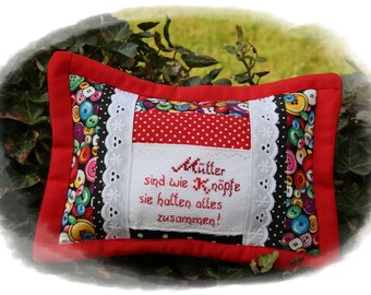 Lavender pillow, gift for mom, Mother's Day, birthday, mothers are like buttons, relaxation pillow embroidered with name approx. 26 x 18 cm