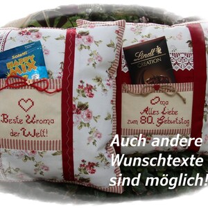 Geburtstag Geschenk 70. / 75./ 80. Geburtstag Frau Oma Tante Freundin, romantischer Kissenbezug mit Wunschtext Name, Rosenmuster Bild 3