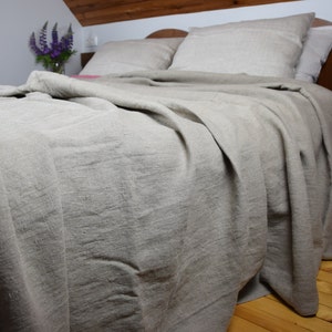 Bedspread-summer blanket, pure 100% linen. King, queen, twin, full, all custom sizes. Not dyed flax, rustic, homespun. Made to order.