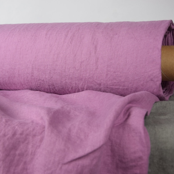 EN STOCK. Tissu pur 100 % lin Gloria Orchid Pink 200 g/m² (5,90 oz/yd2). Lavé, adouci. Largeur 145 cm (57").