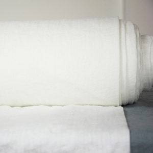 Linen Fabric WHOLESALE! - Aura Stark White, 125gsm (3.7oz), 100% Pure, Soft, White, 145cm/57" Wide, High Quality, Pre-Srunk, for Summer.