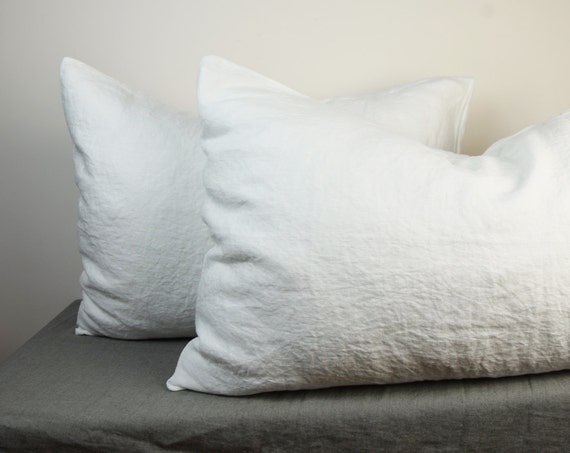 Pair of 100% linen pillow covers. MILK bedding collection. Off-white color. Standard, queen, king and other custom sizes. Stone washed.