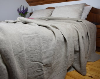 Bedspread-summer blanket, pure 100% linen. King, queen, twin, full, all custom sizes. Not dyed flax, rustic, homespun. Made to order.