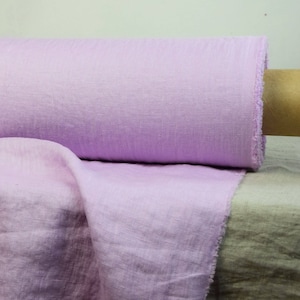 Fabric Pure Linen &quot;Gloria Wisteria&quot;, 200gsm (6oz/yd2). Washed, Softened, Pre-Shrunk. Violet, Lavender, Lilac, Pale Purple, IN STOCK!