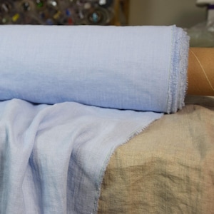Linen Fabric - &quot;Gloria Periwinkle Blue&quot;, Light Mellow Blue-Violet, Softened 200gsm (6oz), High-Quality Washed, Beautiful Hue, IN STOCK!