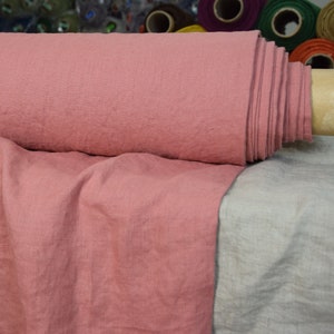 &quot;Leinenstoff &quot;&quot;Gloria Tea Rose&quot;&quot; 200g/m².&quot; Zart Pastell Rosa. Reines 100% Leinen. Gewaschen, weichgemacht, schlicht dicht gewebt. Auf Lager.