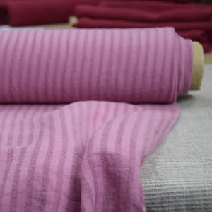 Lightweight Linen/Cotton Fabric &quot;Barbara Precious Pink Striped&quot;, 120gsm (3.4oz), Premium Quality, Lovely Soft Texture, IN STOCK!