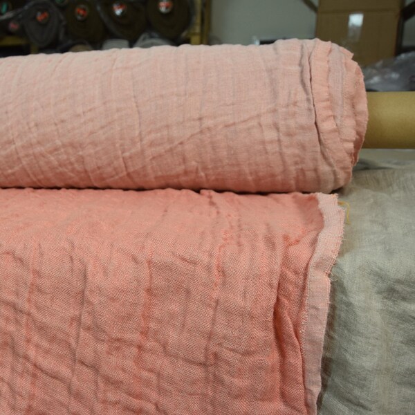 Czysta tkanina lniana Vita Flamingo Pink, 220 g/m² (6,5 uncji/yd²). Dwustronna, lekko puchata, miękka w dotyku tkanina lniana. Jakość premium. Cięta na wymiar.