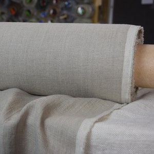 Linen Fabric &quot;Gloria Natural&quot;  200gsm (6oz/yd2), Unbleached Undyed Raw 100% Linen, Earthy, Taupe, Brown Greige Beige. Preshrunk. IN STOCK.